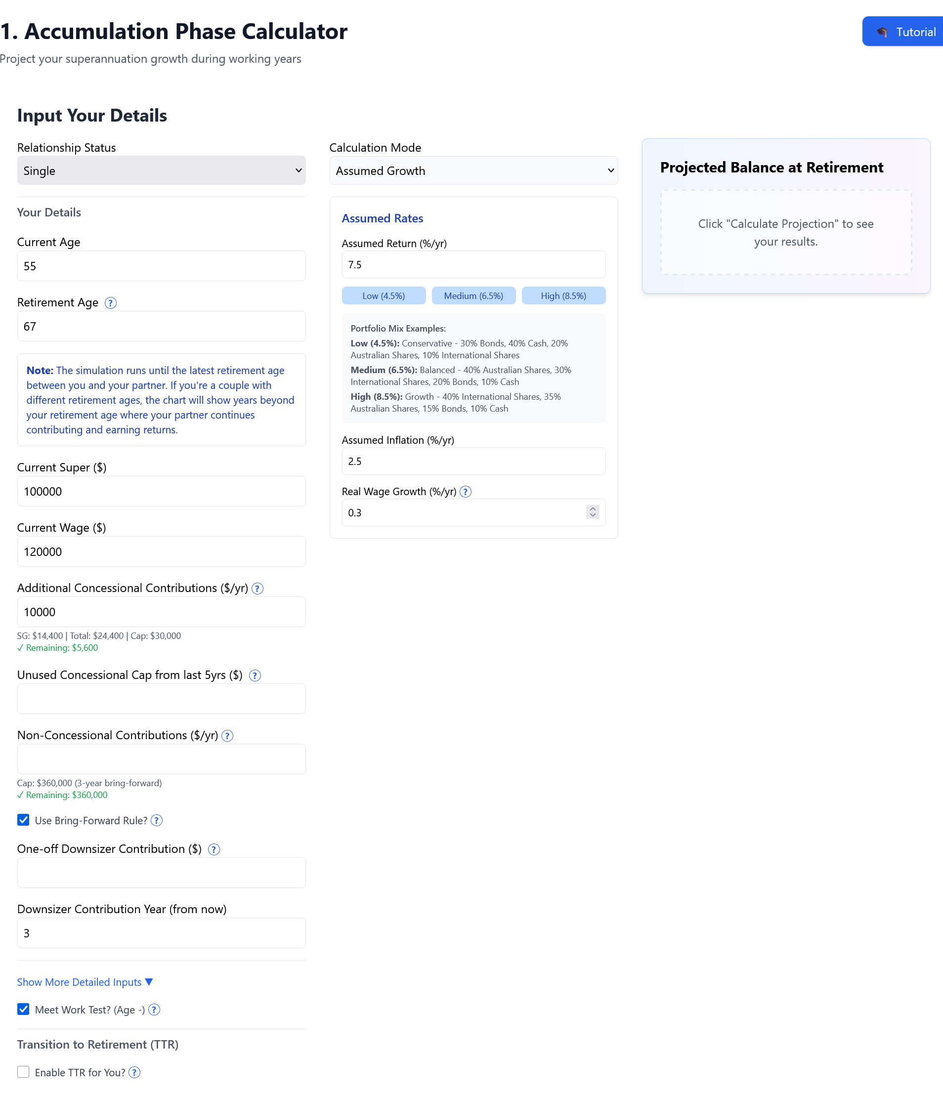 Calculator showing impact of extra contributions